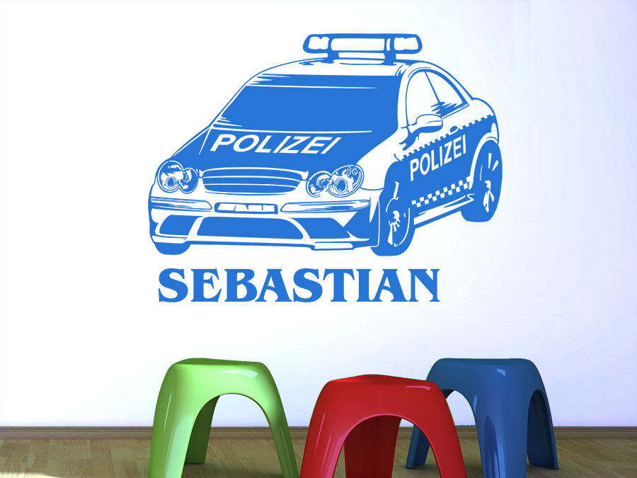 Wandtattoo polizei kinderzimmer Polizeiautos Aufkleber Autos Kinderzimmer Baby 