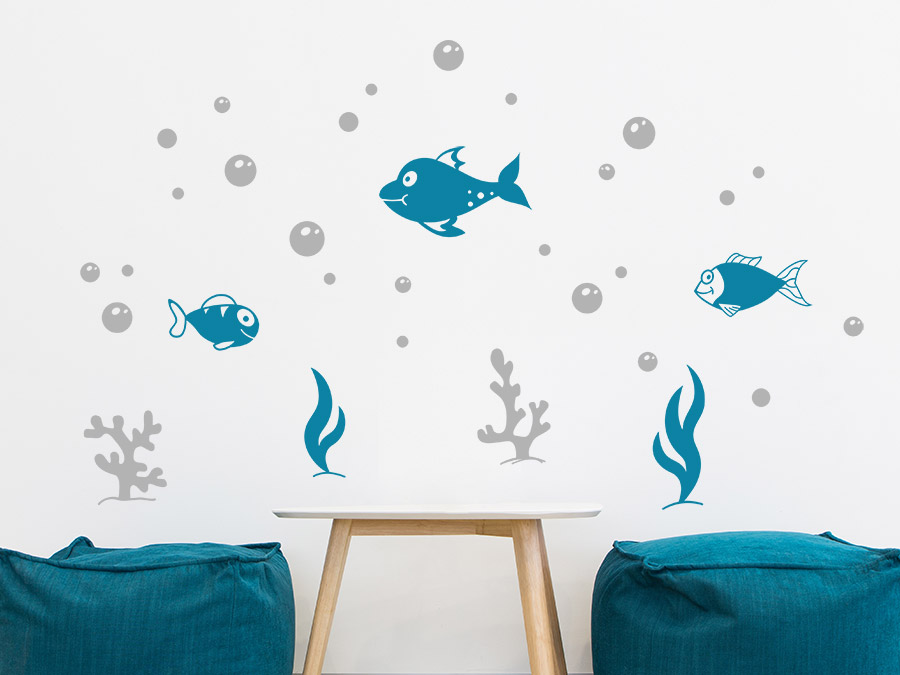 als Wandtattoo Set Fische zweifarbig