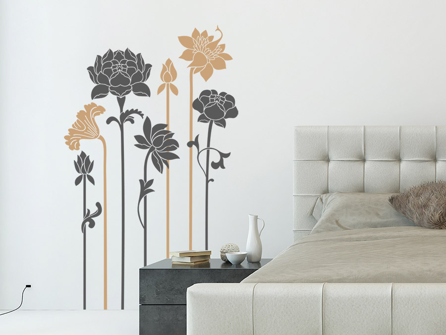 Wandbild: 98x100 cm EXQULEG WandSticker， DIY Klebend Blumen set,Wandsticker Blumen Deko für Wohn-Schlafzimmer Kinderzimmer Küche Flur F 