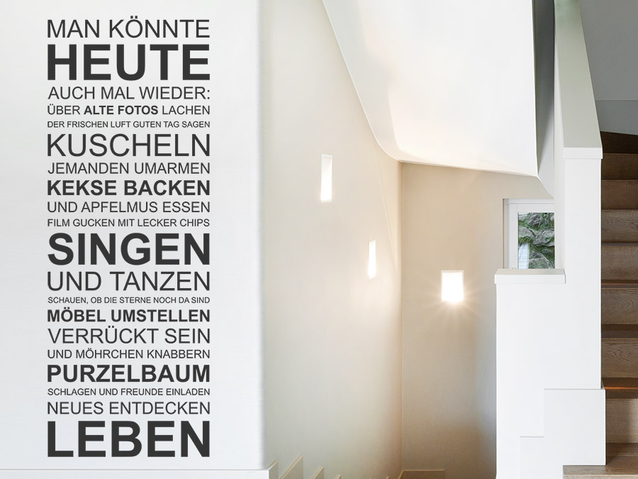 Wandtattoo im treppenhaus auf treppe, wand & co.