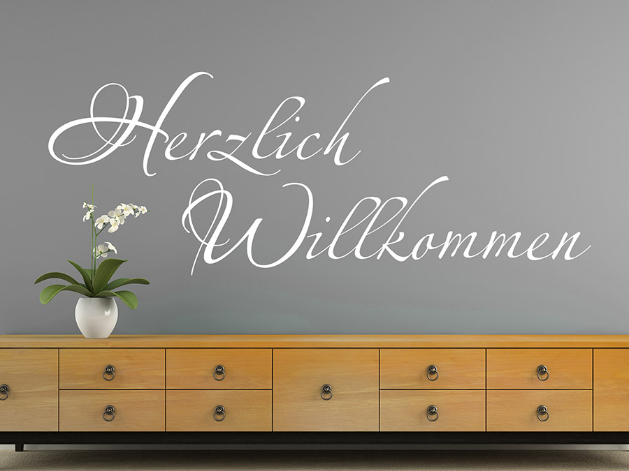 Wandtattoo Herzlich Willkommen Schriftzug Wandtattoo De