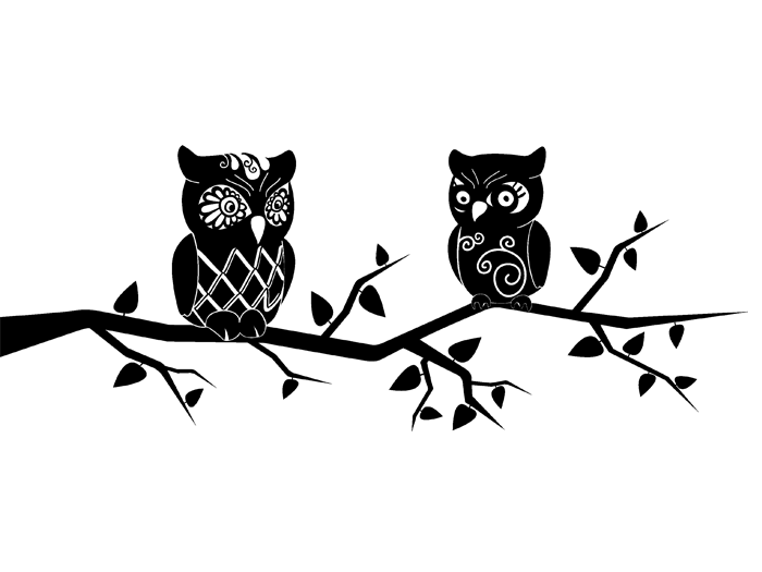 Wandtattoo Eulen auf dem Ast WANDTATTOO.DE