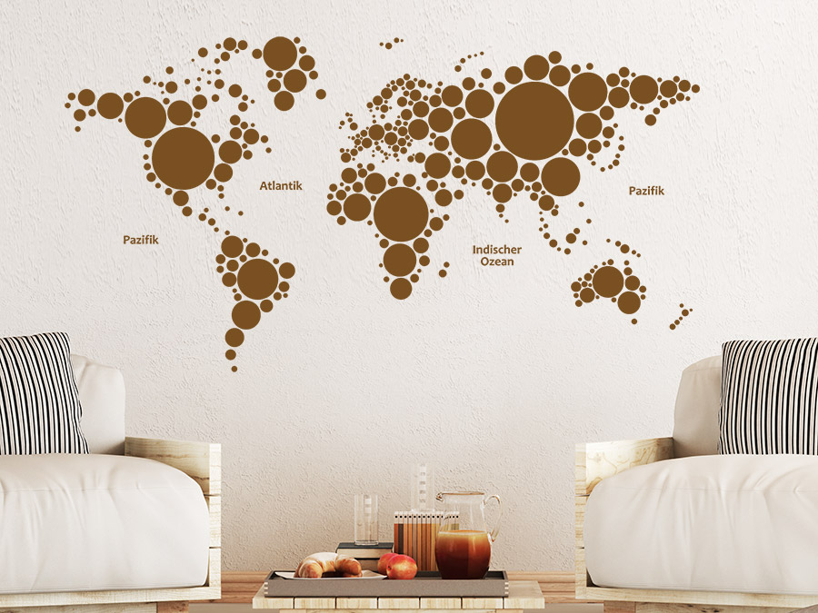Weltkarte Wandtattoo Kreise Welt