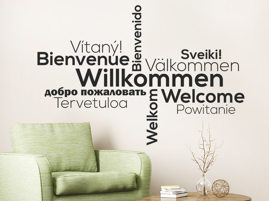 Wandtattoo Willkommen in vielen Sprachen