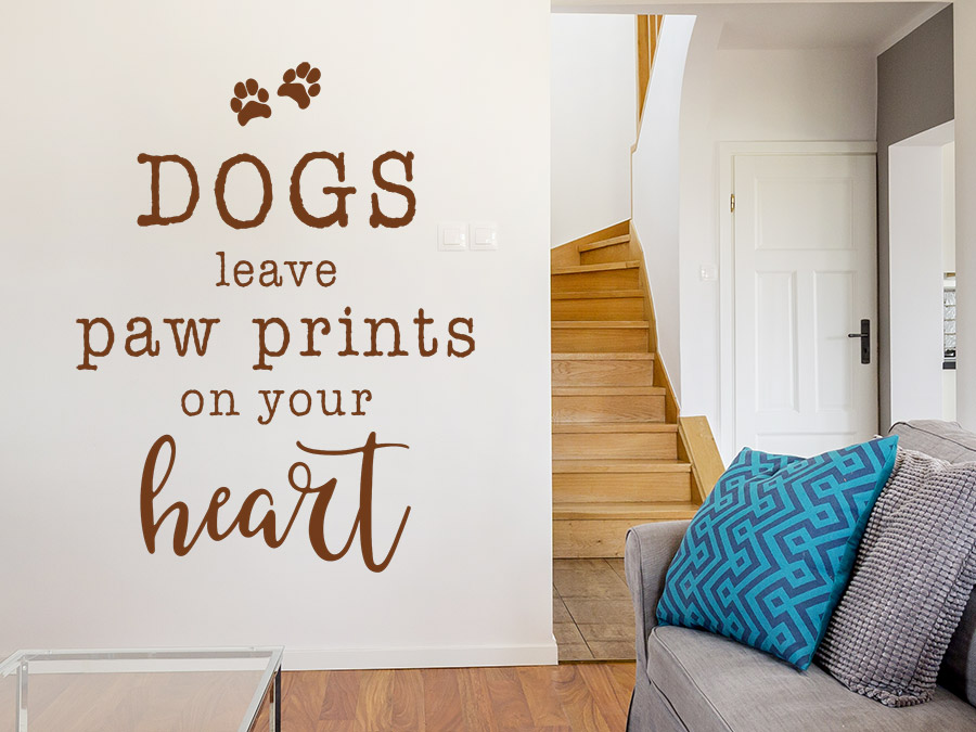 Dogs Leave Paw Prints In Your Heart Vinyl Wall Decal - Modern Removable Transfer