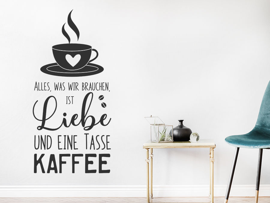 Wandtattoo Liebe und eine Tasse Kaffee