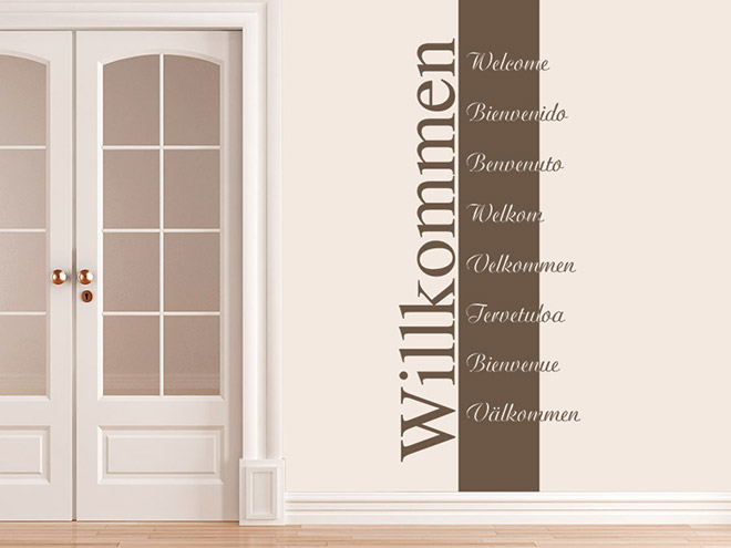Wandtattoo 'Willkommen' – 90x27 Cm, Silber, Selbstklebend & Rückstandslos Entfernbar, Für Viele Untergründe