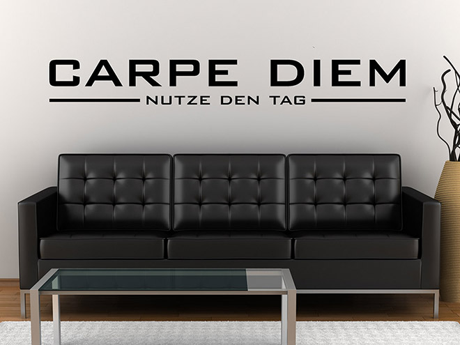 Wandtattoo Carpe Diem 120x37 Cm Schwarz – Selbstklebender Deko-Aufkleber Für Wände & Möbel