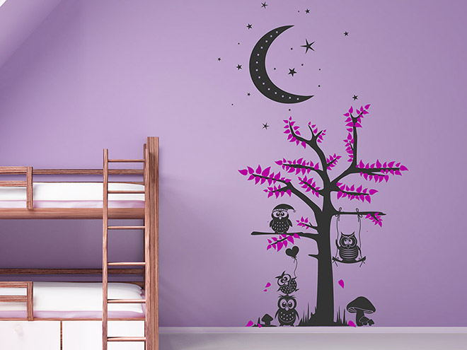 Wandtattoo Eule Bunt – 45x60 Cm (endgültig 45x78 Cm), Abnehmbar & Wasserdicht