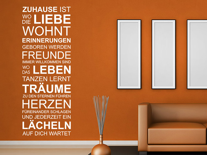 Wandtattoo Zuhause ist, wo Liebe wohnt Spruchband WANDTATTOO.DE