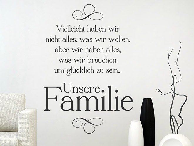 Wandtattoo Unsere Familie Familienweisheit WANDTATTOO.DE