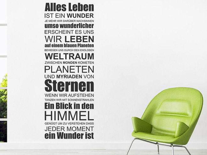 Wandtattoo Alles Leben ist ein Wunder Spruchband WANDTATTOO.DE