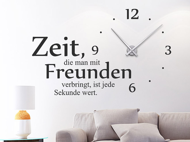 Wandtattoo Uhr Zeit die man mit Freunden... | WANDTATTOO.DE