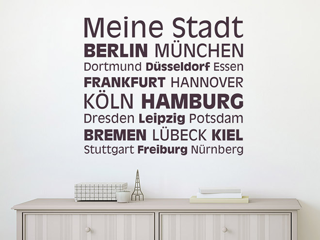 Wandtattoo Meine Stadt mit deutschen Städten WANDTATTOO.DE