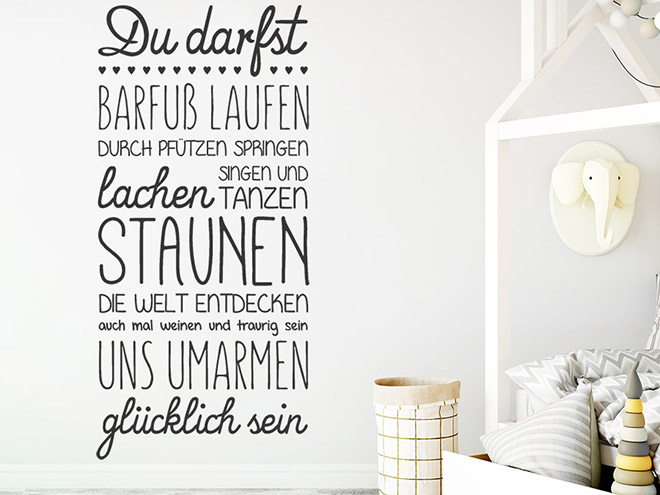 Wandtattoo Liebes Glück wir wohnen hier Wandtattoo.de