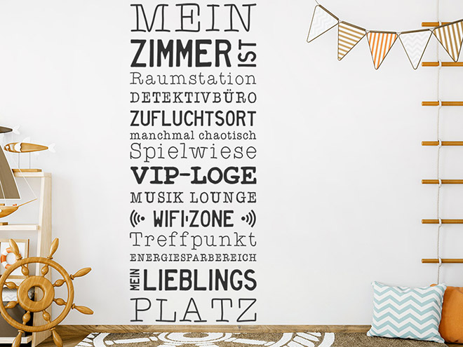 Wandtattoo Mein Zimmer ist... Spruchband Kinder WANDTATTOO.DE
