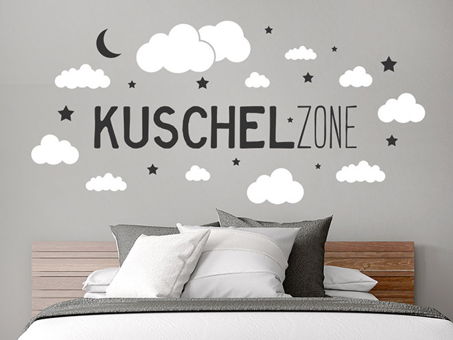 Wandtattoo Kuschelzone mit Wolken