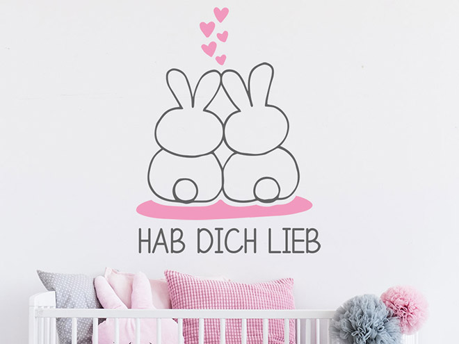 Wandtattoo Hab dich lieb Häschen für Babys WANDTATTOO.DE