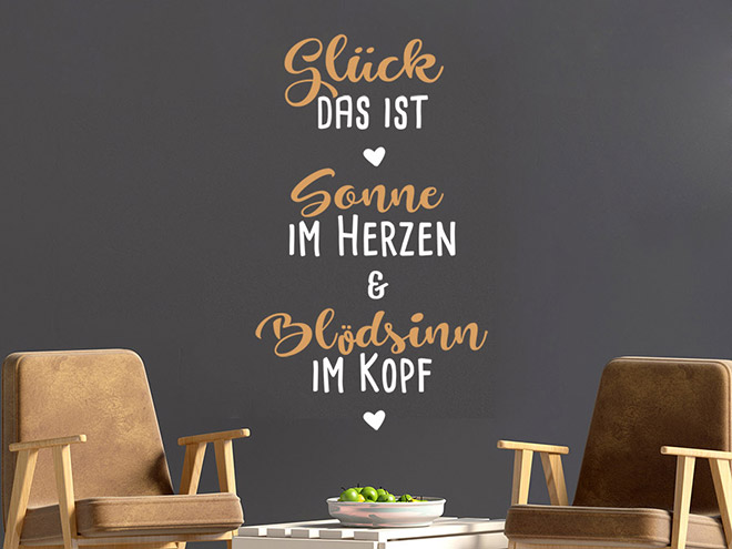 Wandtattoo Glück das ist Sonne im Herzen WANDTATTOO.DE