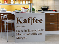 Kaffee Wandtattoo Definition auf hellem Hintergrund