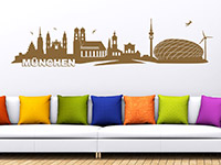 MÃ¼nchen Wandtattoo Skyline Ã¼ber dem Sofa