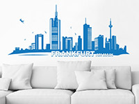 Frankfurt Wandtattoo Skyline Ã¼ber dem Sofa und in Farbe