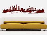 Skyline Wandtattoo Sydney im Wohnzimmer