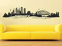 Sydney Wandtattoo Skyline über dem Sofa