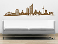 Skyline Leipzig Wandtattoo in Farbe über der Couch