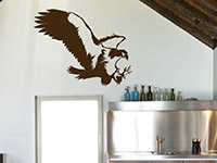 Vogel Wandtattoo Adler in braun in der Küche