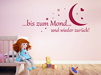 Wandtattoo Spruch Bis zum Mond in Farbe