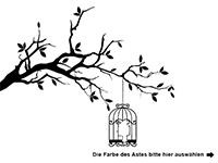 Wandtattoo Ast mit Vogelkäfig