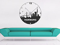 Hamburg Wandtattoo Uhr als moderne Wanddekoration im Wohnbereich