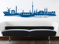 Skyline Bremen Wandtattoo in Farbe