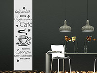 Kaffee Wandtattoo Banner auf dunkler WandflÃ¤che