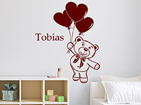 Wandtattoo Teddybär mit Name im Kinderzimmer