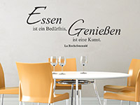 Zitat Wandtattoo Essen und Genießen im Esszimmer