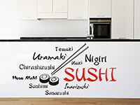 Sushi Sorten Wandtattoo in der Küche