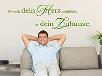 Wandtattoo Spruch Wo sich dein Herz... im Wohnzimmer