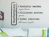 Cooles Masterplan Wandtattoo über der Couch