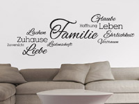 Familie Wandtattoo im Wohnzimmer