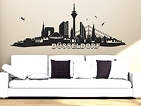 Skyline Wandtattoo DÃ¼sseldorf im Wohnzimmer