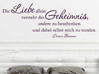 Brentano Zitat Wandtattoo Die Liebe allein... im Schlafzimmer