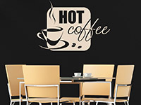 Kaffee Wandtattoo Hot coffee auf dunkler Wandfläche im Esszimmer