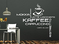 stylishes Kaffee Variationen Wandtattoo