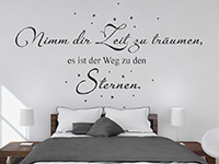 traumhaftes Sterne Spruch Wandtattoo Ã¼ber dem Bett