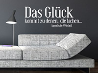 Wandtattoo Das GlÃ¼ck kommt... Zitat im Wohnzimmer