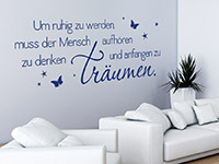 Wandtattoo Anfangen zu trÃ¤umen Spruch in blau