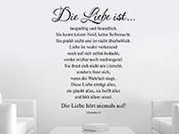 Wandtattoo Das Hohelied der Liebe... Zitat im Wohnzimmer