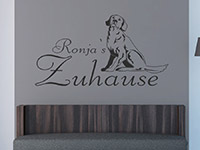 Zuhause Wandtattoo Retriever mit Wunschname in grau